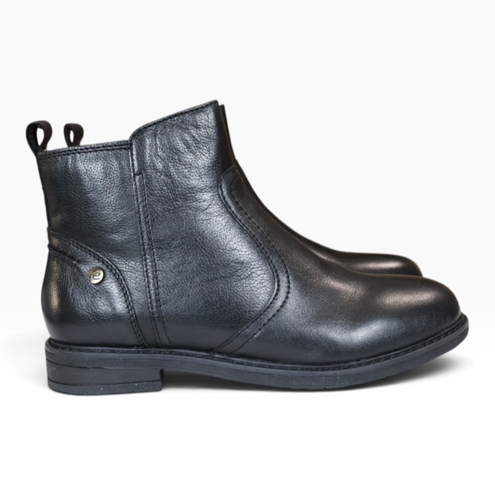 Black Leather Ankle Boots Zip Pull Tab Easy Spirit Juna Round Toe Comfort 8.5M